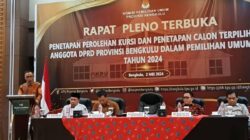 Melalui Rapat Pleno, KPU Tetapkan 45 Anggota DPRD Provinsi Bengkulu