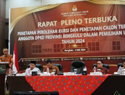 Melalui Rapat Pleno, KPU Tetapkan 45 Anggota DPRD Provinsi Bengkulu